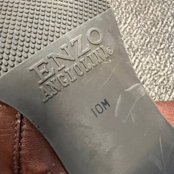 Enzo Angiolini Leather Ankle Boots Mens 10 Brown Side Zip Boho Western Chic - Picture 7 of 9